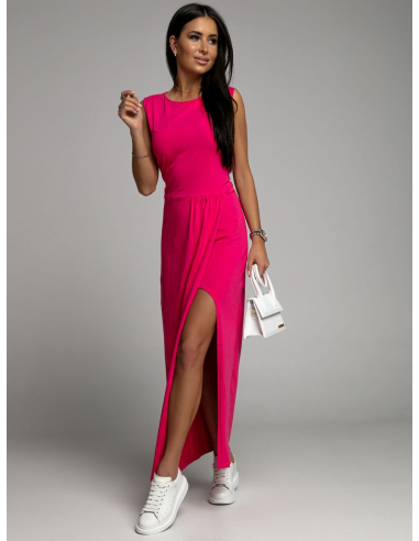 Długa sukienka z rozporkiem - pink Ilona