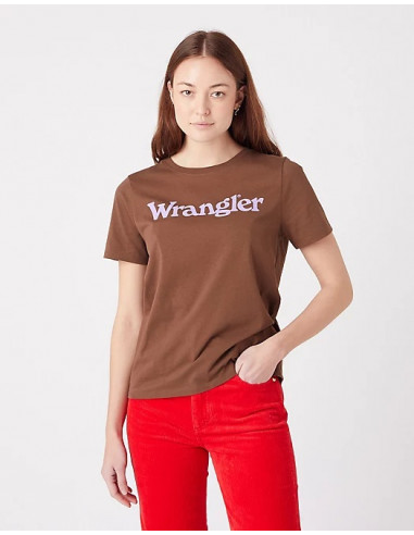 WRANGLER T-SHIRT MĘSKI REGULAR BROWN W7N4D3XEP
